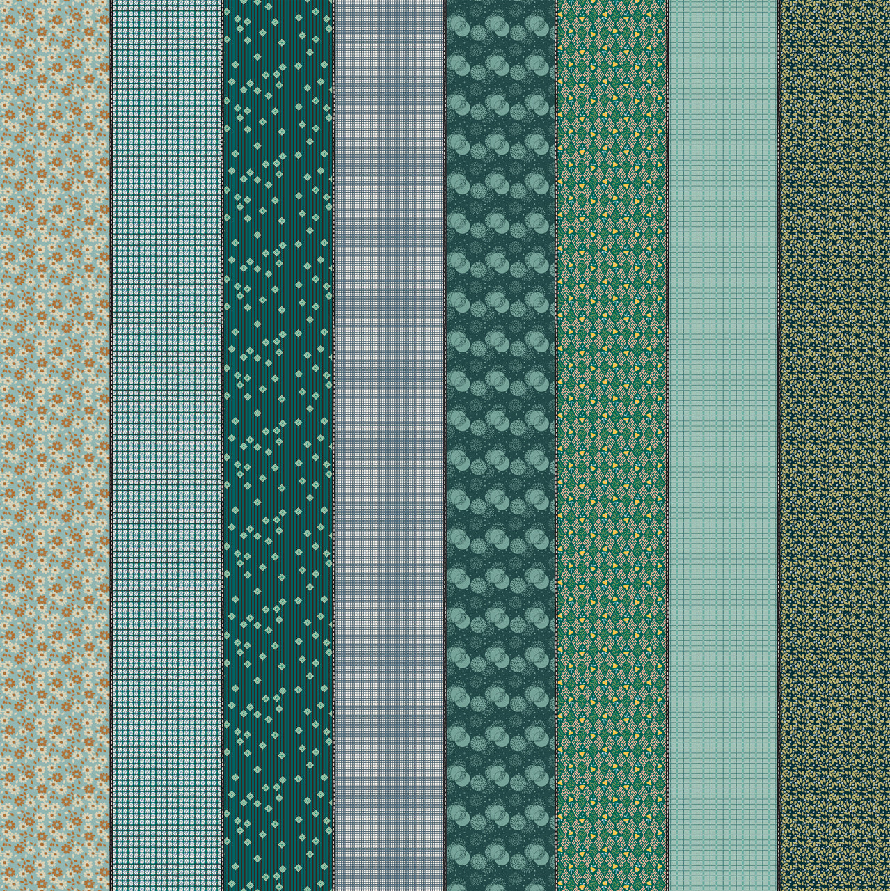 Manufacturer: Moda Fabrics
Designer: Jen Kingwell
Collection: Gathered Lollies
Print Name: Trentham Eight
Material: 100% Cotton
Weight: Quilting
SKU: 18297-12
Width: 44 Inches