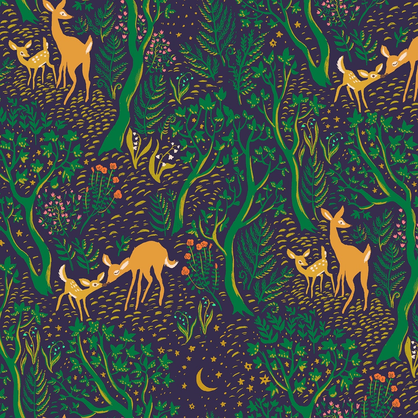 Manufacturer: Windham Fabrics Designer: Heather Ross Collection: Windham Collection Print Name: Midnight Night Visitor WIDEBACK Material: 100% Cotton Weight: Quilting SKU: 53586W-1DES Width: 108 Inches