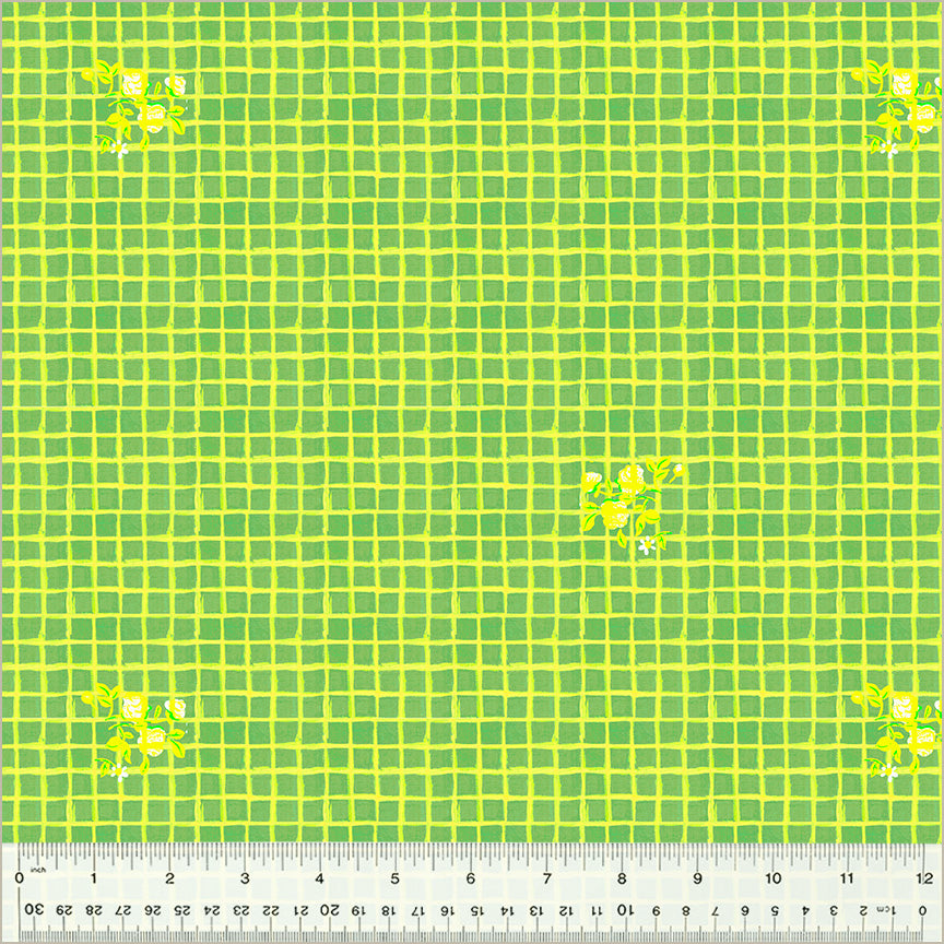 Manufacturer: Windham Fabrics Designer: Heather Ross Collection: By Hand Print Name: Windowpane in Green Material: 100% Cotton  Weight: Quilting  SKU: 54256D-10 Width: 44 inches
