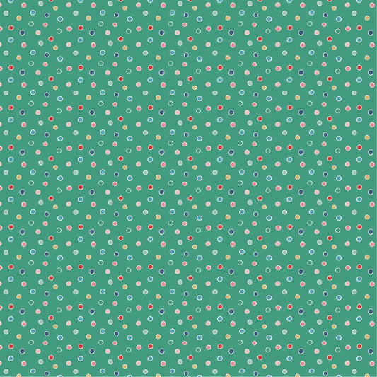 Manufacturer: Poppie Cotton Designer: Elea Lutz Collection: Oh What Fun Print Name: Snow Dots in Green Material: 100% Cotton Weight: Quilting  SKU: OF23313 Width: 44 inches