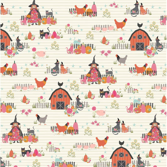 Manufacturer: Poppie Cotton Designer: Poppie Cotton Collection: Kittie Loves Candy Print Name: The Good Witch in White Material: 100% Cotton Weight: Quilting  SKU: KC23909 Width: 44 inches