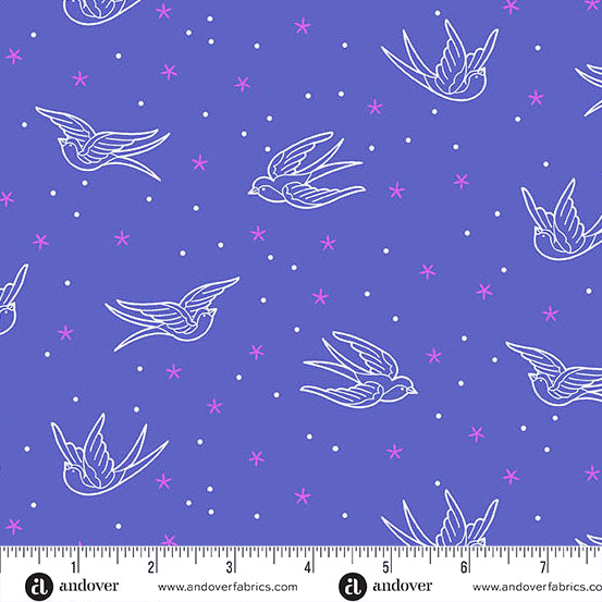 Manufacturer: Andover Fabrics
Designer: Libs Elliott
Collection: Perfect Day
Print Name: Swallows in Blue
Material: 100% Cotton
Weight: Quilting
SKU: A-10218-B
Width: 44 inches
