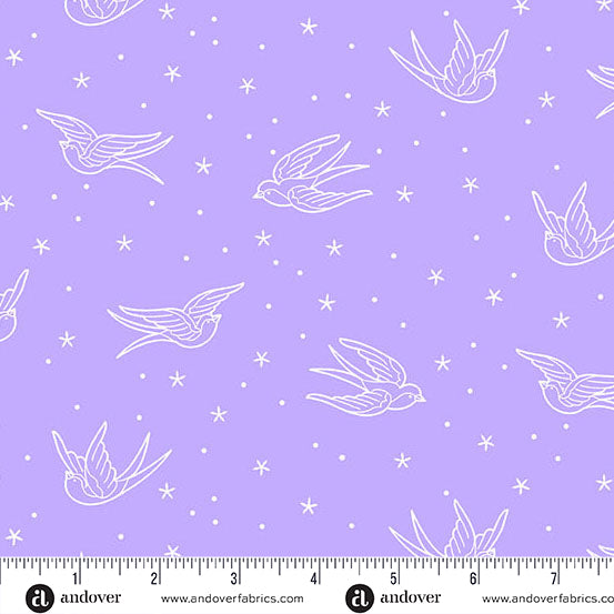Manufacturer: Andover Fabrics
Designer: Libs Elliott
Collection: Perfect Day
Print Name: Swallows in Light Purple
Material: 100% Cotton
Weight: Quilting
SKU: A-10218-LP
Width: 44 inches