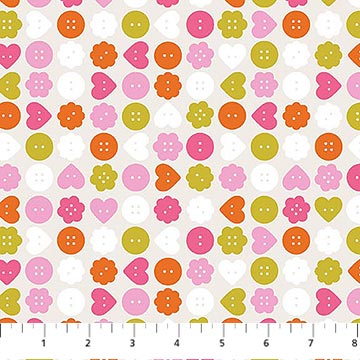 Manufacturer: Figo
Designer: Sarah Hearts
Collection: Bits and Bobs
Print Name: Buttons in Cream
Material: 100% Cotton
Weight: Quilting
SKU: 91266-11
Width: 44 inches