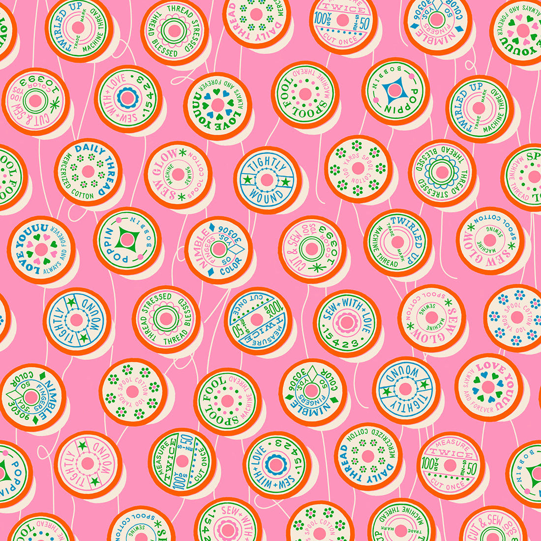 Manufacturer: Ruby Star Society
Designer: Melody Miller
Collection: Trinketry
Print Name: Spools in Flamingo
Material: 100% Cotton
Weight: Quilting
SKU: RS0111-17
Width: 44 inches