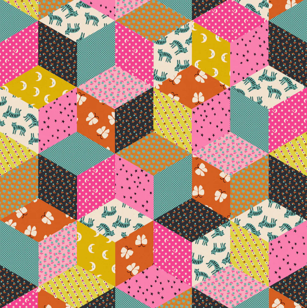 Manufacturer: Ruby Star Society
Designer: Alexia Abegg
Collection: Ooh Lucky Lucky
Print Name: Tumbling Blocks in Turquoise CANVAS
Material: 70% Cotton, 30% Linen Canvas
Weight: Quilting
SKU: RS4120-15L
Width: 44 inches