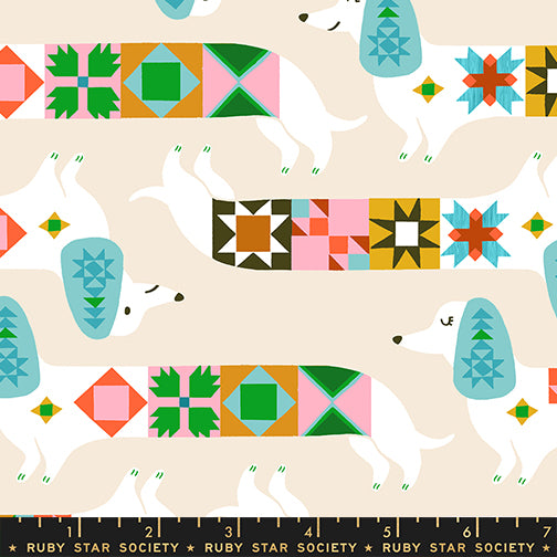 Manufacturer: Ruby Star Society
Designer: Sarah Watts, Alexia Abegg, Kimberly Kight, Rashida Coleman-Hale, Melody Miller
Collection: 1 800 Notion
Print Name: Quilty Dog in Shell
Material: 100% Cotton
Weight: Quilting
SKU: RS5213-11
Width: 44 inches