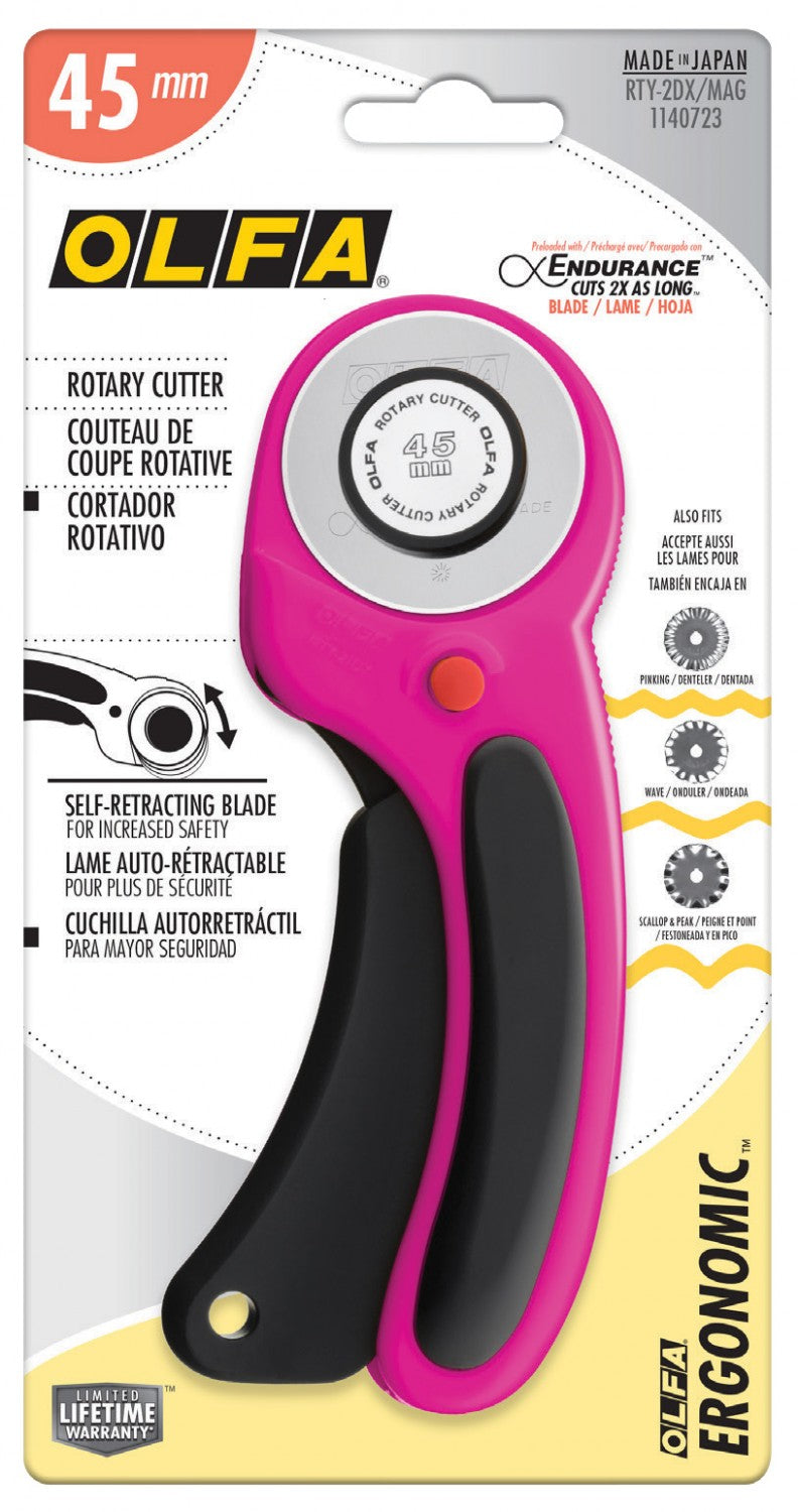Olfa - Olfa Ergonomic 45 mm Rotary Cutter (Magenta)