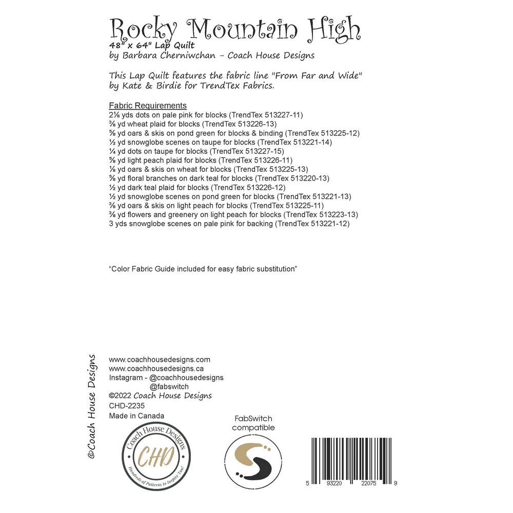 Coach House Designs - Rocky Mountain High Quilt PATTERN