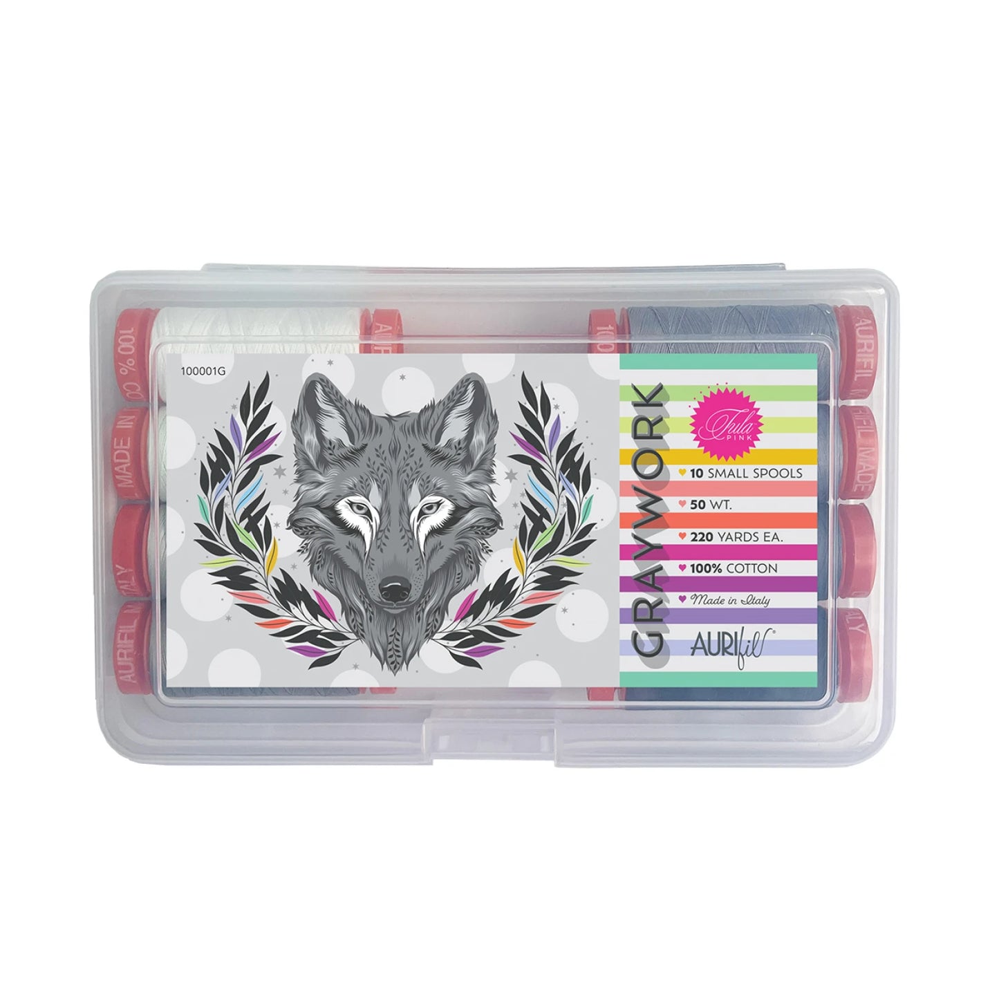 Aurifil - Tula Pink Graywork - Small Spool Collection Thread Box (50wt)