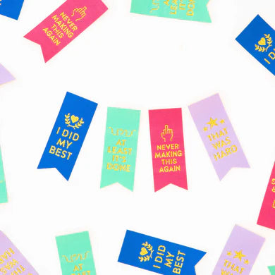Elevate your handmade projects with our Award Ribbon Multipack Woven Labels. These award ribbons add a touch of humor and are perfect for those tough projects. With 4 unique designs, they are washable and can withstand the heat of the dryer.
Sold in packs of 8 labels
Manufactured ethically in China and are OEKO-TEX Standard 100 certified