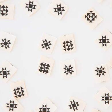 Modern quilt blocks for all your favorite quilted projects! These double-sided labels feature classic quilt blocks that are screen printed on soft organic cotton . They are super soft to the touch, never scratchy, and fully machine washable.
Sold in packs of 8 labels, 2 of each design
Manufactured ethically in China and are OEKO-TEX Standard 100 certified