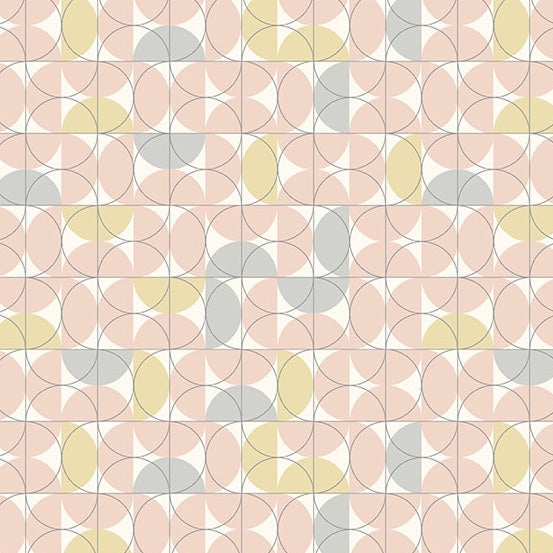 Manufacturer: Andover Fabrics Designer: Libs Elliott Collection: Rancho Relaxo Print Name: Keyline in Shell Pink Material: 100% Cotton Weight: Quilting  SKU: A-744-E Width: 44 inches