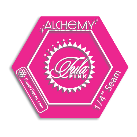 Alchemy 1/4" Seam Acrylic Template By Tula Pink  Tula Pink uses the art of Alchemy to magically transform an array of simple hexagons into a colorful mosaic of medallions.