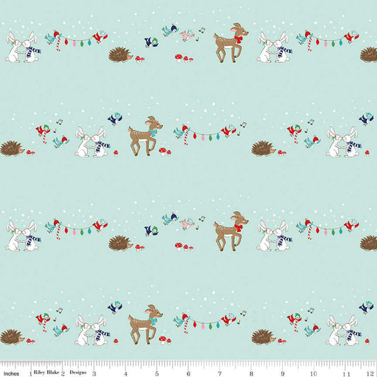Manufacturer: Riley Blake Designs Designer: Tasha Noel Collection: Pixie Noel 2 Print Name: Animals in Mint Material: 100% Cotton  Weight: Quilting  SKU: C12111-MINT Width: 44 inches
