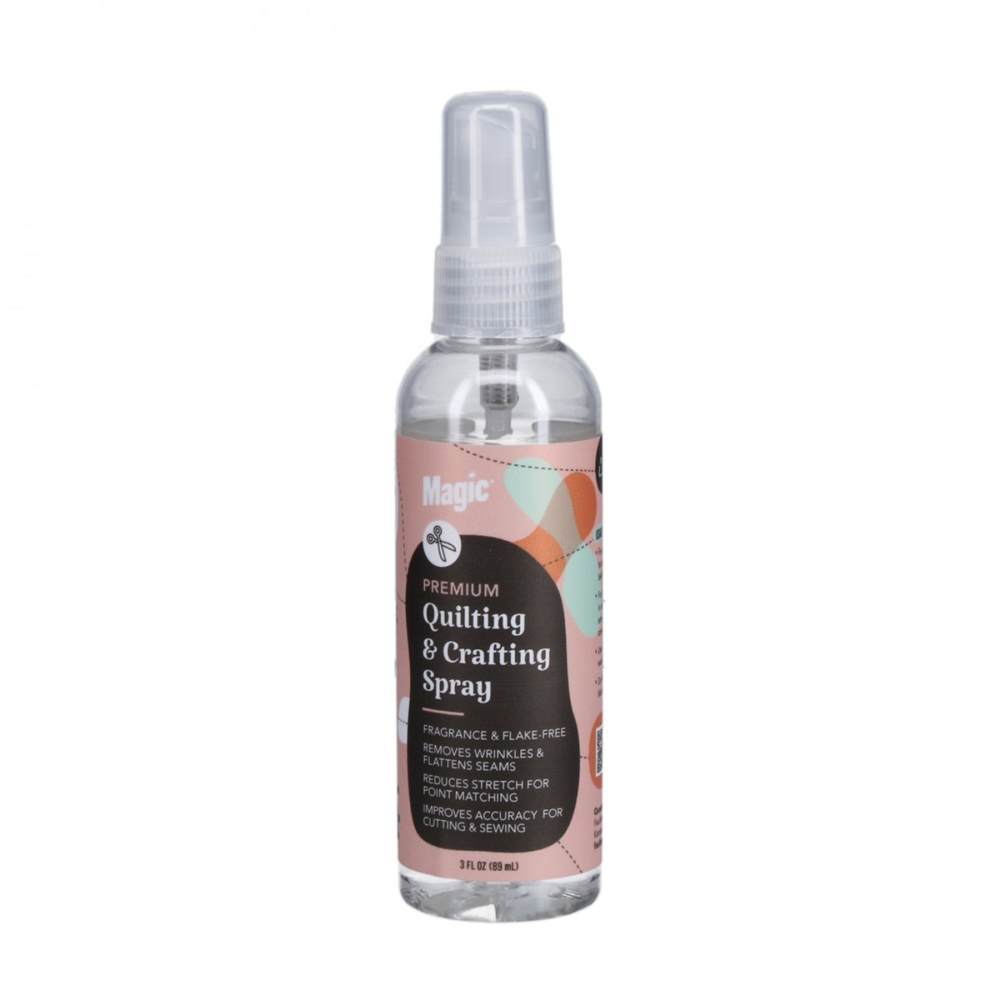 Take the ease of crafting everywhere you go! Magic Premium Quilting & Crafting Spray helps to improve accuracy of cutting, creasing & sewing, while also flattening seams & wrinkles. The odor eliminating craft spray reduces stretching for point matching and is fragrance & flake-free. Product works well with fabric adhesive spray & basting spray for quilting. Fragrance and Flake-Free Removes wrinkles and flattens seams Reduces stretch for point matching Improves accuracy for cutting and sewing.