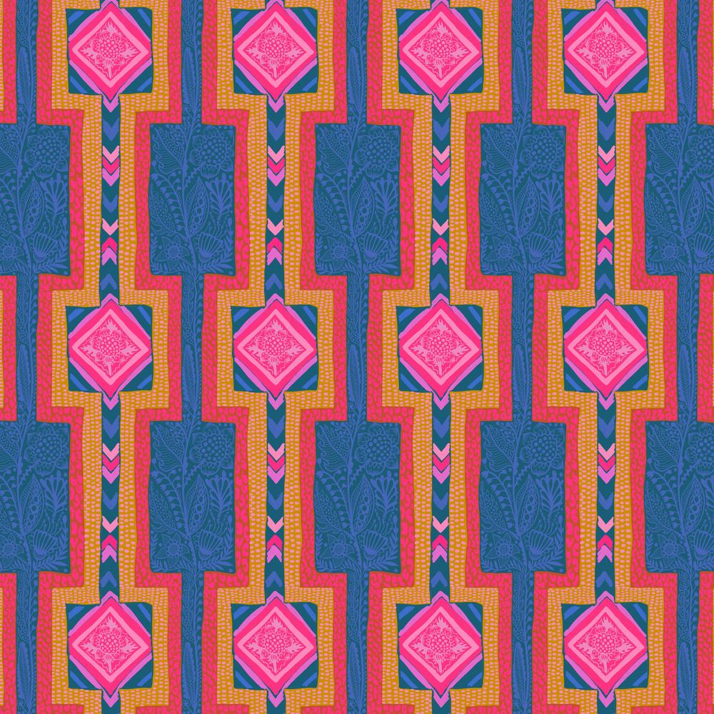 Manufacturer: FreeSpirit Fabrics Designer: Anna Maria Horner Collection: Brave Print Name: Labyrinth in Royal Material: 100% Cotton  Weight: Quilting  SKU: PWAH194.ROYAL Width: 44 inches
