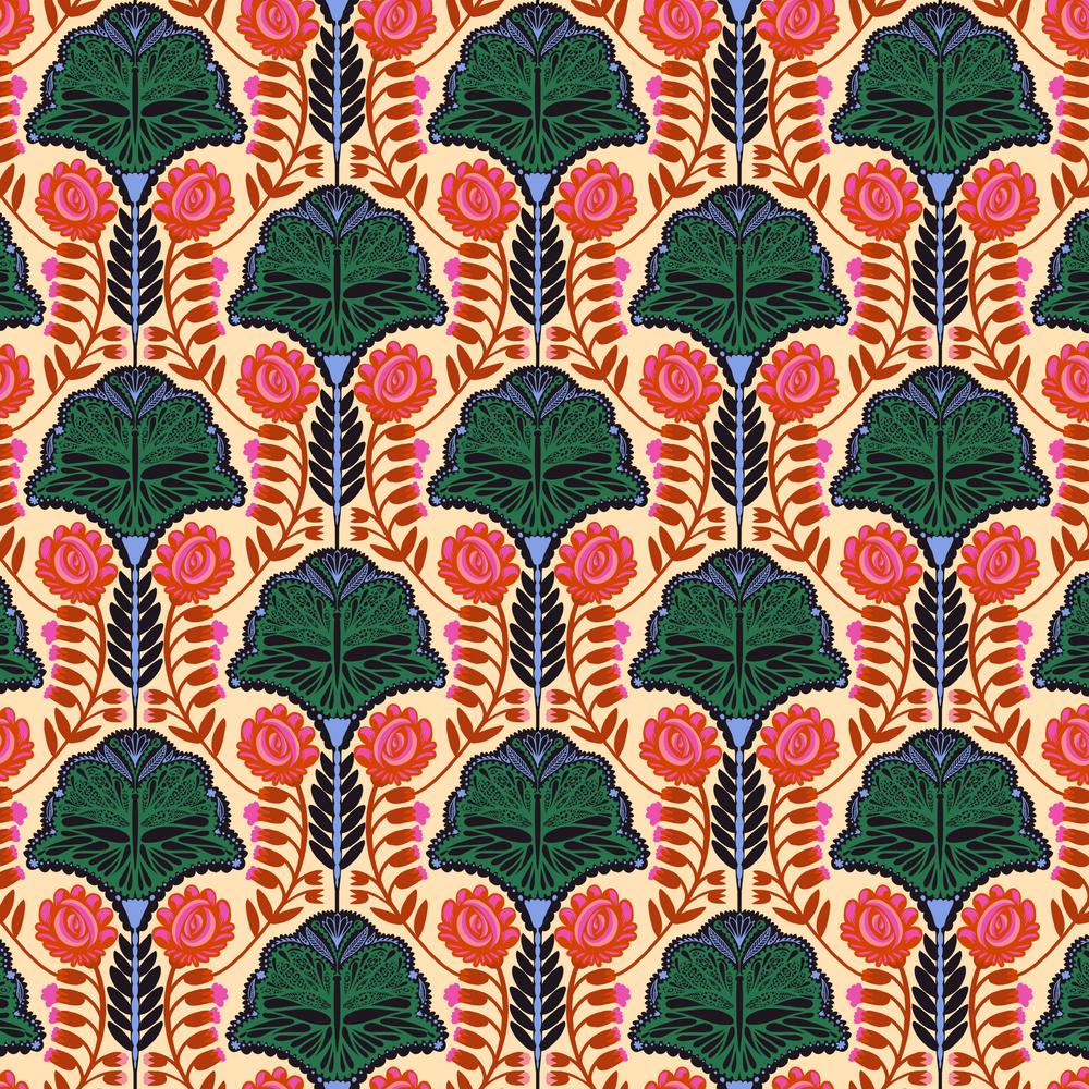 Manufacturer: FreeSpirit Fabrics Designer: Anna Maria Horner Collection: Brave Print Name: Petaloutha in Forest Material: 100% Cotton  Weight: Quilting  SKU: PWAH199.FOREST Width: 44 inches