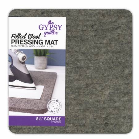 Press any pieced or embroidered block with ease. The density of this high-quality 100% felted wool mat absorbs seams and stitches, effectively pressing both sides at once. Block knitted projects as well by pinning them directly to the mat. An added bonus? The texture of the wool stops fabrics from shifting so there is no distortion when pressing. Measures 8"x8".