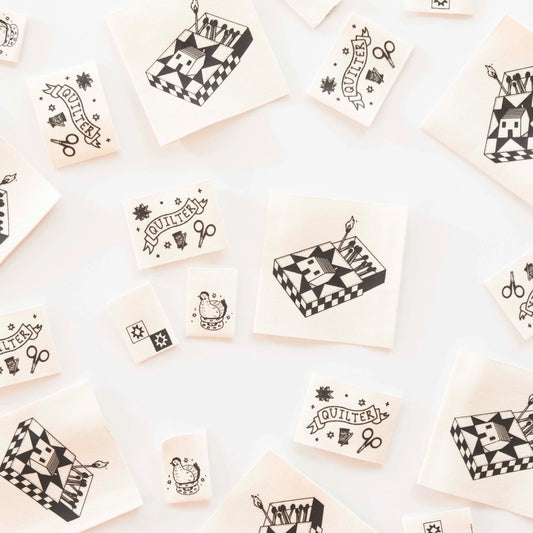 Sarah Hearts - Woven Labels - Toad and Sew Quilty Tattoo Woven Labels Multipack
