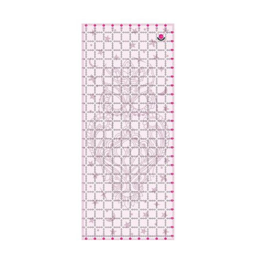 ula Pink 10.5in x 24.5in Owl Cutting Ruler is a US made ruler that features: nonslip coating, fuzzy cut and angle markings, 1/4in margins all around, two color markings with fine marking lines for accurate cutting, and clear center squares for accuracy.