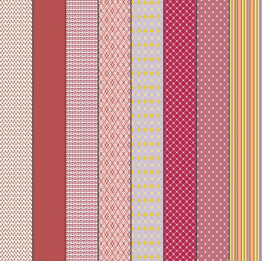Manufacturer: Moda Fabrics
Designer: Jen Kingwell
Collection: Gathered Lollies
Print Name: Trentham Six
Material: 100% Cotton
Weight: Quilting
SKU: 18295-12
Width: 44 Inches