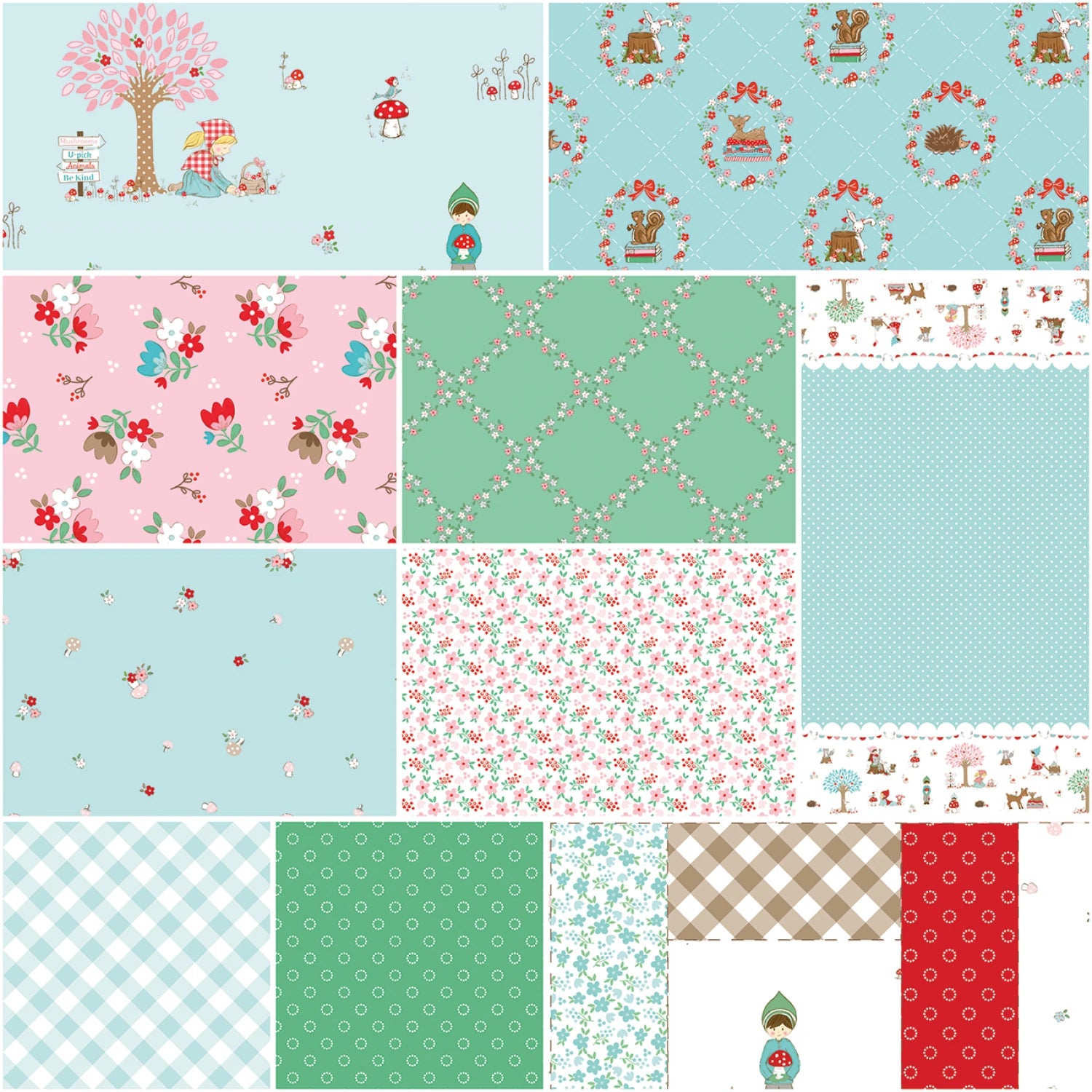 This FULL YARD BUNDLE contains 10 quilting cotton prints from Whimsical Woodland in the Aqua colorway by Tasha Noel for Riley Blake Designs.

Manufacturer: Riley Blake Designs
Designer: Tasha Noel
Collection: Whimsical Woodland
Weight: Quilting