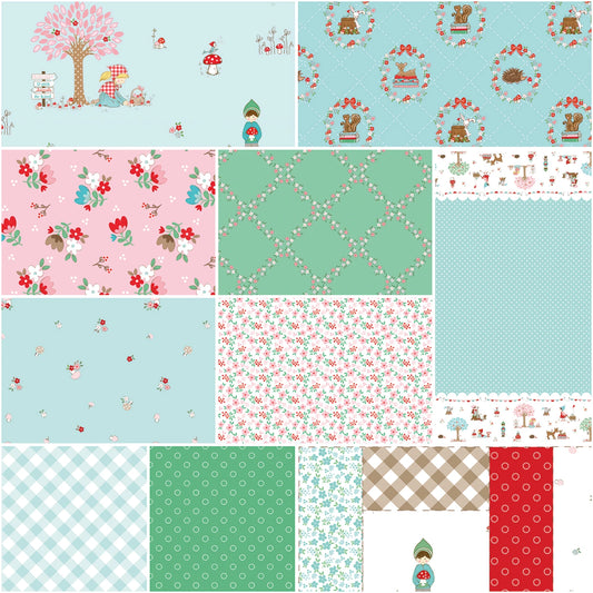 This FULL YARD BUNDLE contains 10 quilting cotton prints from Whimsical Woodland in the Aqua colorway by Tasha Noel for Riley Blake Designs.

Manufacturer: Riley Blake Designs
Designer: Tasha Noel
Collection: Whimsical Woodland
Weight: Quilting