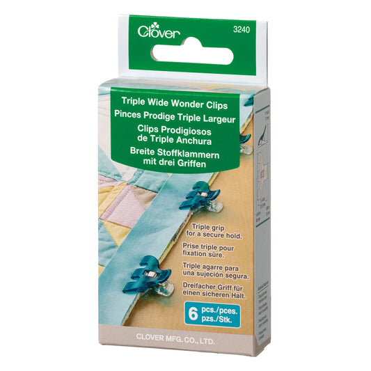 Triple-grip hold secures multiple layers firmly in place without shifting or distortion especially for straight lines. Flat-back design keeps fabrics down making it easy to use with sewing machines. Great for machine embroidery to keep excess material away from the stitching area. Triple grip fit helps keep larger sections of fabric and stabilizer held down.

Included: 6 clips per pack