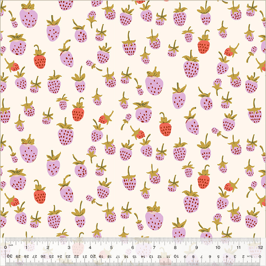 Manufacturer: Windham Fabrics Designer: Heather Ross Collection: Windham Collection Print Name: Lilac Strawberry WIDEBACK Material: 100% Cotton  Weight: Quilting  SKU: 37024W-2DES Width: 108 Inches