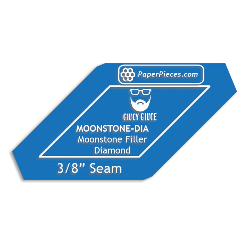 Moonstone Diamond Filler Acrylic Template  Optional Filler (Connector) Diamond for Moonstone Blocks  Moonstone Filler Diamond: Acrylic Fabric Cutting Template with 3/8" Seam Allowance  Paper Pieces and acrylic templates are sold separately.