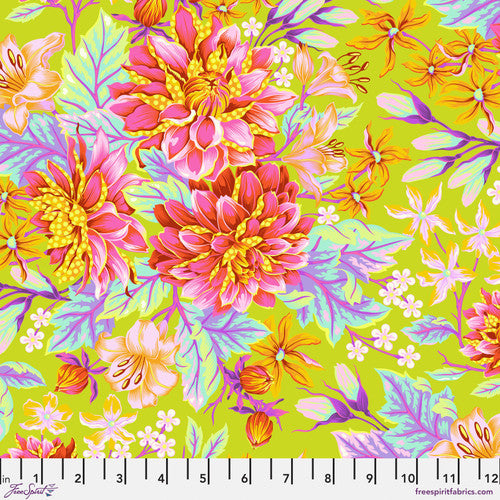 Manufacturer: FreeSpirit Fabrics Designer: Tula Pink Collection: Untamed Print Name: Hello Dahlia in Moonbeam Material: 100% Cotton  Weight: Quilting  SKU: PWTP234.MOONBEAM Width: 44 inches