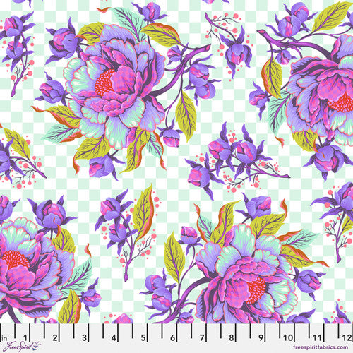 Manufacturer: FreeSpirit Fabrics Designer: Tula Pink Collection: Untamed Print Name: Peony for Your Thoughts in Nova Material: 100% Cotton  Weight: Quilting  SKU: PWTP235.NOVA Width: 44 inches