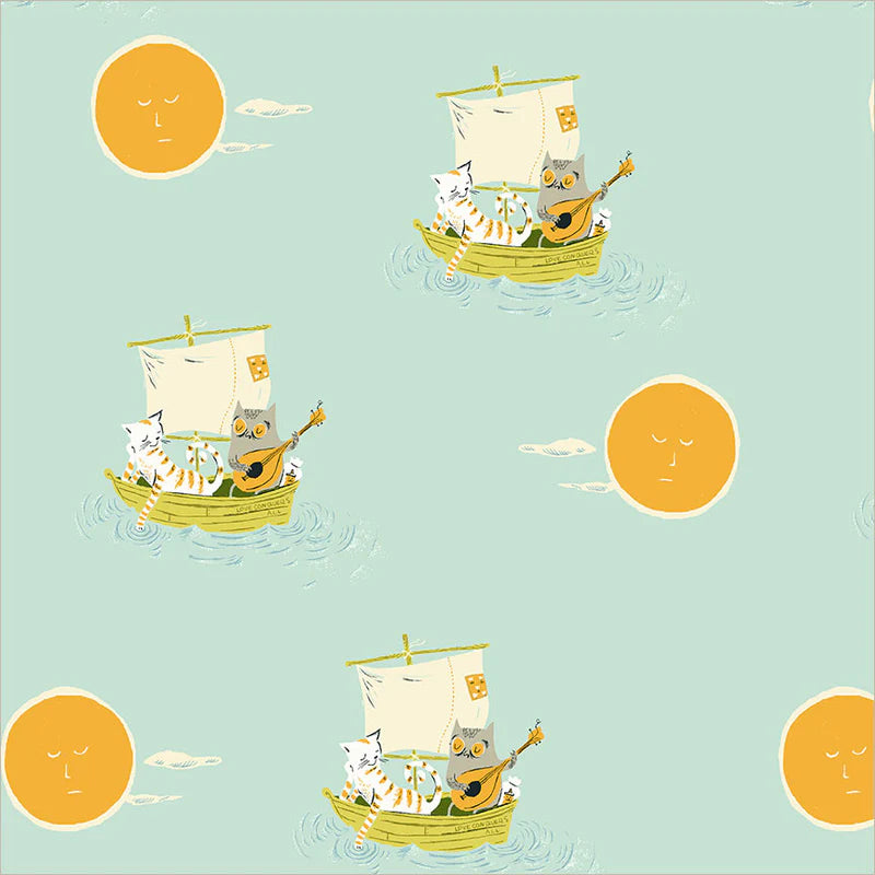 Manufacturer: Windham Fabrics
Designer: Heather Ross
Collection: Heather Ross Favorites
Print Name: Owl and the Pussycat in Aqua
Material: 100% Cotton
Weight: Quilting
SKU: 51199D-2
Width: 44 inches