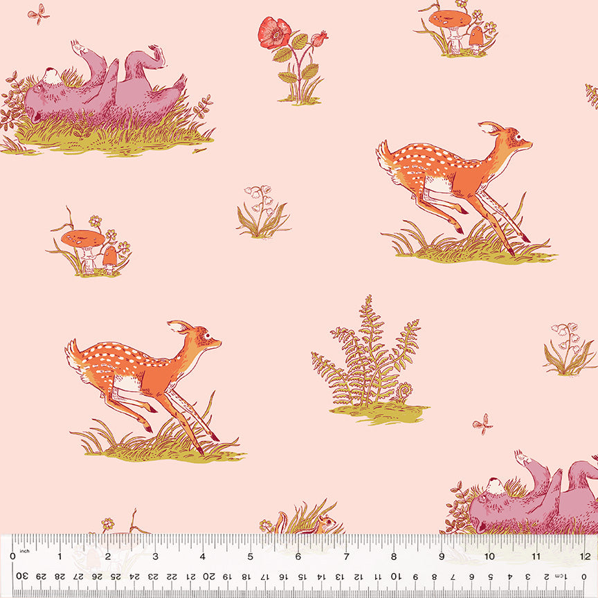 Manufacturer: Windham Fabrics Designer: Heather Ross Collection: Forestburgh Print Name: Beargrass in Blush Material: 100% Cotton  Weight: Quilting  SKU: 53845-1 Width: 44 inches