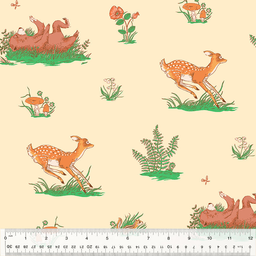 Manufacturer: Windham Fabrics Designer: Heather Ross Collection: Forestburgh Print Name: Beargrass in Peach Material: 100% Cotton  Weight: Quilting  SKU: 53845-2 Width: 44 inches