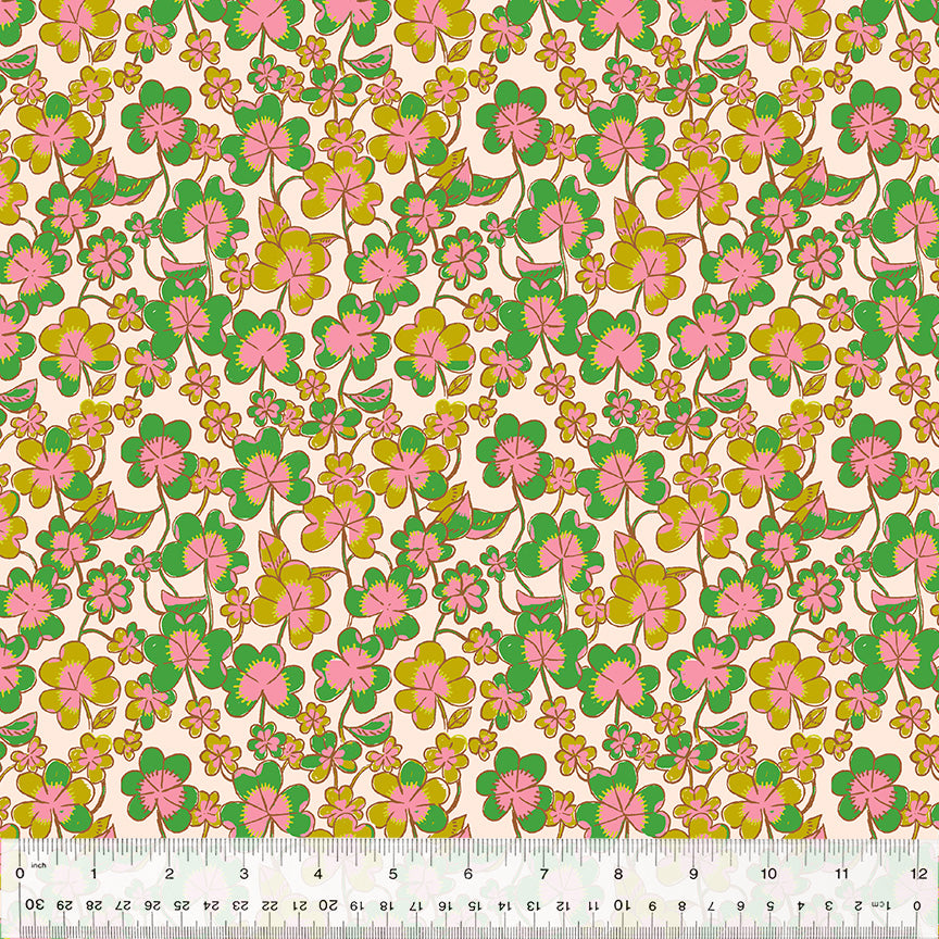 Manufacturer: Windham Fabrics Designer: Heather Ross Collection: Forestburgh Print Name: Clover in Blush Material: 100% Cotton  Weight: Quilting  SKU: 53847-1 Width: 44 inches