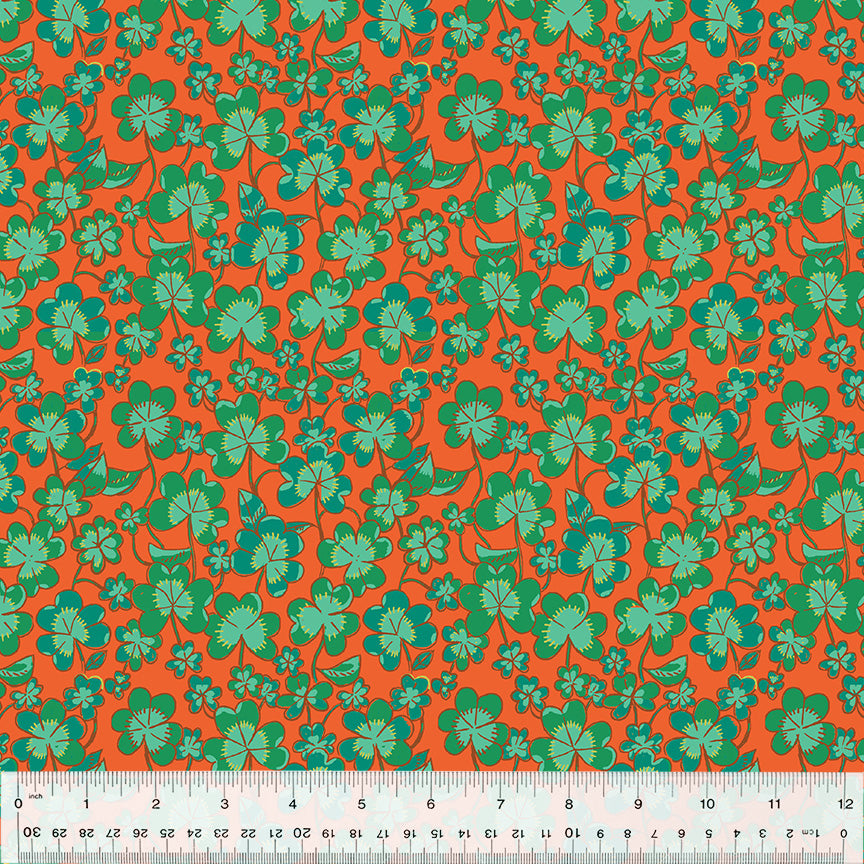 Manufacturer: Windham Fabrics Designer: Heather Ross Collection: Forestburgh Print Name: Clover in Rust Material: 100% Cotton  Weight: Quilting  SKU: 53847-8 Width: 44 inches