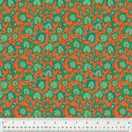 Manufacturer: Windham Fabrics Designer: Heather Ross Collection: Forestburgh Print Name: Clover in Rust Material: 100% Cotton  Weight: Quilting  SKU: 53847-8 Width: 44 inches