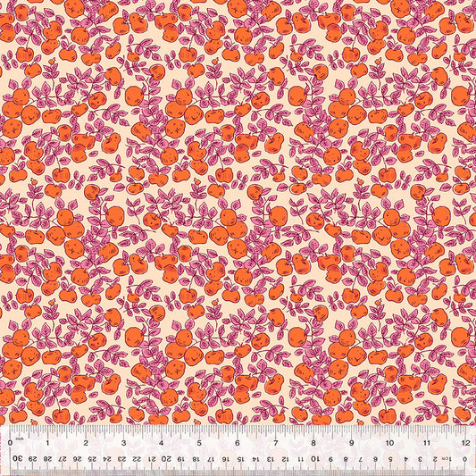 Manufacturer: Windham Fabrics Designer: Heather Ross Collection: Forestburgh Print Name: Apples in Magenta Material: 100% Cotton  Weight: Quilting  SKU: 53849-15 Width: 44 inches
