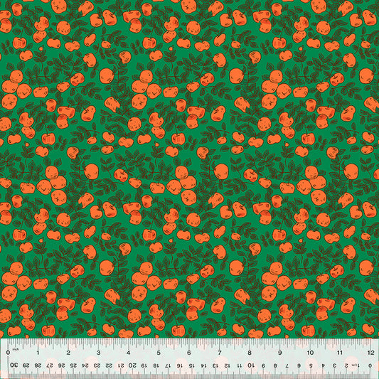 Manufacturer: Windham Fabrics Designer: Heather Ross Collection: Forestburgh Print Name: Apples in Green Material: 100% Cotton  Weight: Quilting  SKU: 53849-18 Width: 44 inches