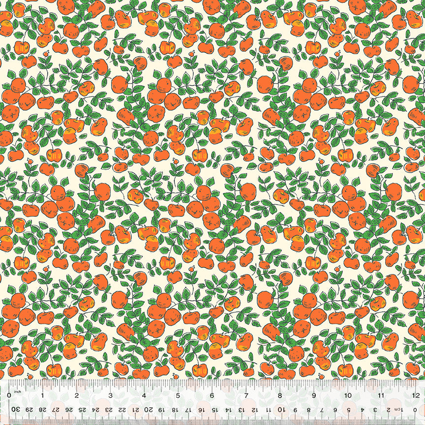 Manufacturer: Windham Fabrics Designer: Heather Ross Collection: Forestburgh Print Name: Apples in Ivory Material: 100% Cotton  Weight: Quilting  SKU: 53849-3 Width: 44 inches