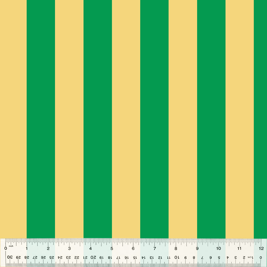 Manufacturer: Windham Fabrics Designer: Heather Ross Collection: Forestburgh Print Name: Broadstripe in Green Material: 100% Cotton  Weight: Quilting  SKU: 53850-18 Width: 44 inches