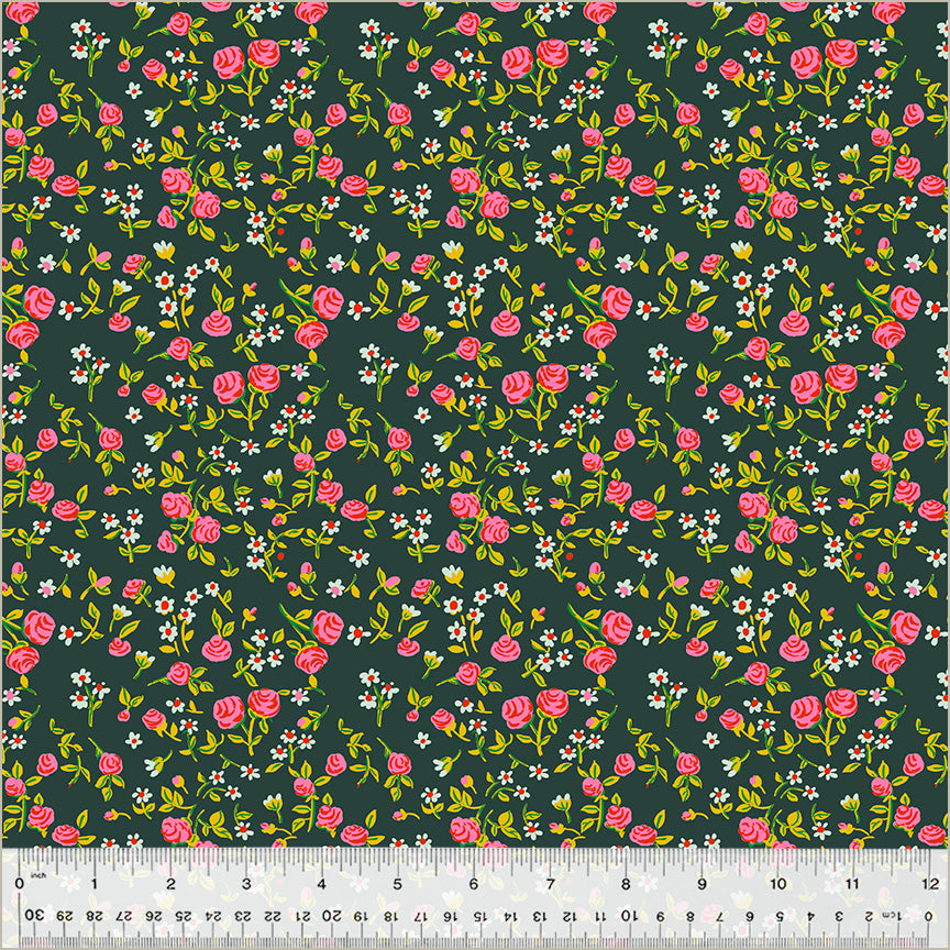Manufacturer: Windham Fabrics Designer: Heather Ross Collection: By Hand Print Name: Mousy Floral in Pasture Material: 100% Cotton  Weight: Quilting  SKU: 54255D-9 Width: 44 inches