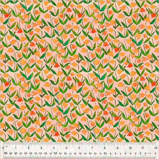 Manufacturer: Windham Fabrics Designer: Heather Ross Collection: By Hand Print Name: Flowerbed in Salmon Material: 100% Cotton  Weight: Quilting  SKU: 54257D-3 Width: 44 inches