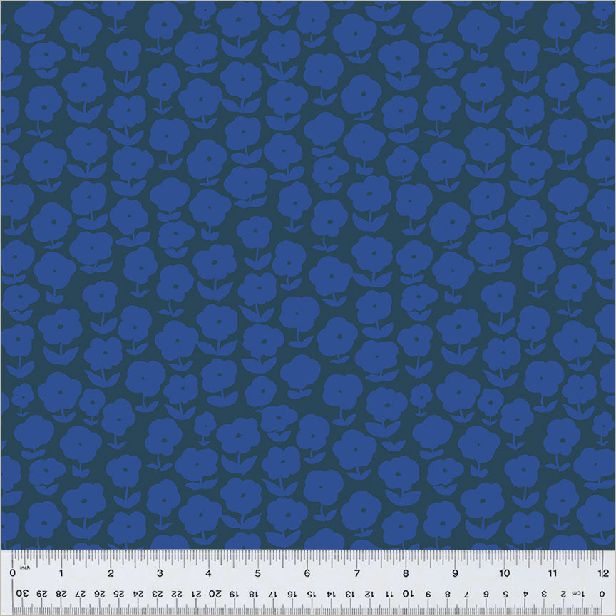 Manufacturer: Windham Fabrics
Designer: Heather Ross
Collection: Ruby and Bee Blenders
Print Name: Puff Daisy in Ink/Majorelle
Material: 100% Cotton 
Weight: Quilting 
SKU: 54413-4
Width: 44 inches