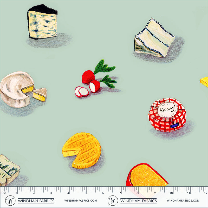 Manufacturer: Windham Fabrics
Designer: Heather Ross
Collection: Market
Print Name: Cheeses in Matcha COTTON LAWN
Material: 100% Cotton Lawn
Weight: Quilting
SKU: 55800L-9
Width: 44 inches