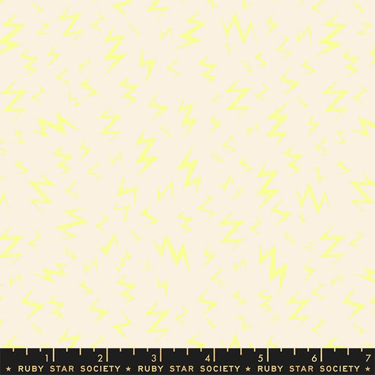 Manufacturer: Ruby Star Society Designer: Ruby Star Society Collection: Tiny Frights Print Name: Lightning in Neon Yellow Material: 100% Cotton Weight: Quilting  SKU: RS5116 13 Width: 44 inches