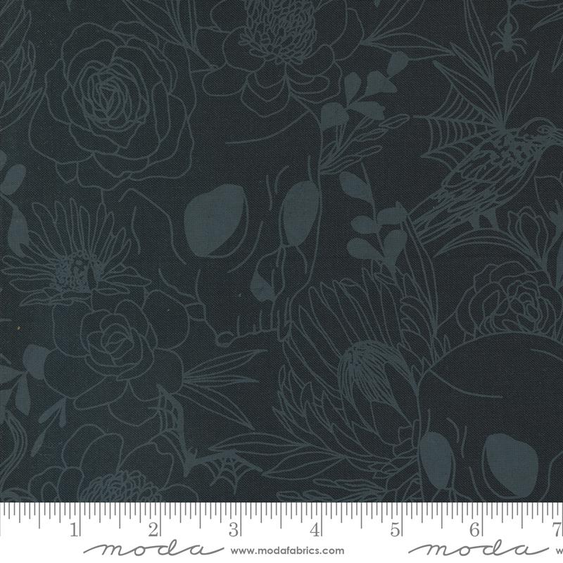 Manufacturer: Moda Fabrics Designer: Alli K Designs Collection: Noir Print Name: Haunted Garden in Midnight Material: 100% Cotton Weight: Quilting SKU: 11540-33 Width: 44 inches