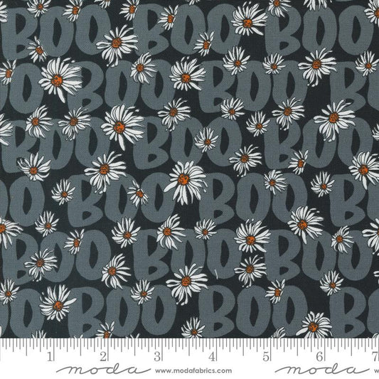Manufacturer: Moda Fabrics Designer: Alli K Designs Collection: Noir Print Name: Boo in Midnight Material: 100% Cotton Weight: Quilting SKU: 11544-23 Width: 44 inches